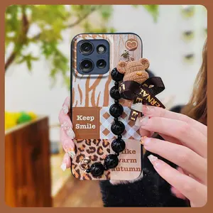 Back Cover cute Phone Case For MOTO G Stylus 5G 2025 Waterproof Dirt-resistant Skin-friendly feel soft case Simplicity silicone protective case Bear bracelet Anti-knock Cartoon