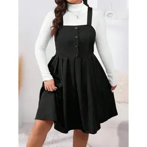 Plus Size Women’s Casual Fashion Strappy Dress, Striped Pattern, Fitted Style, Medium Fabric Thickness, Suitable for All Seasons