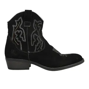 Dingo Womens Daisy Mae Embroidered Round Toe Zippered  Casual Boots Ankle Low Heel 1-2" - Black