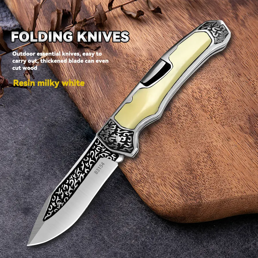 Portable Multipurpose Knives with High Hardness Stainless Steel Thickened Blade and Resin Handle, A Versatile Tool for Camping, Hiking, Emergency Survival Supplies