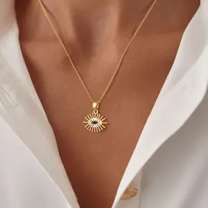 Pancert Unisex Golden Zirconium Demon Eye Necklace - Shiny Fashion Costume Jewelry Accessory for Daily Wear, Date Night Outfits,summerwins