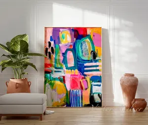 Bright, vivid and colourful abstract print, Funky multicolour abstract art, modern wall art Silk Poster (UNFRAMED)
