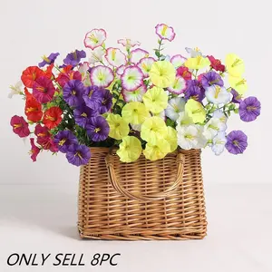 8-Piece UV-Resistant Artificial Flowers, Non-Fading Plastic Garden Plants, Ideal for Window Boxes, Porches, Hanging Pots Decor