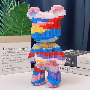 Colorful Graffiti Lucky Bear 3D Puzzle Blocks, Animal Shape Puzzle, Building Block Puzzle, Creative Decoration for Room, Birthday Halloween Valentine Christmas Gifts