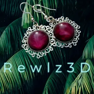Water to Wine Sterling Silver Filigree Hanging Earrings - Durable Red Swirls, Unique Design, Affordable $30.00 USD, Hook Earrings