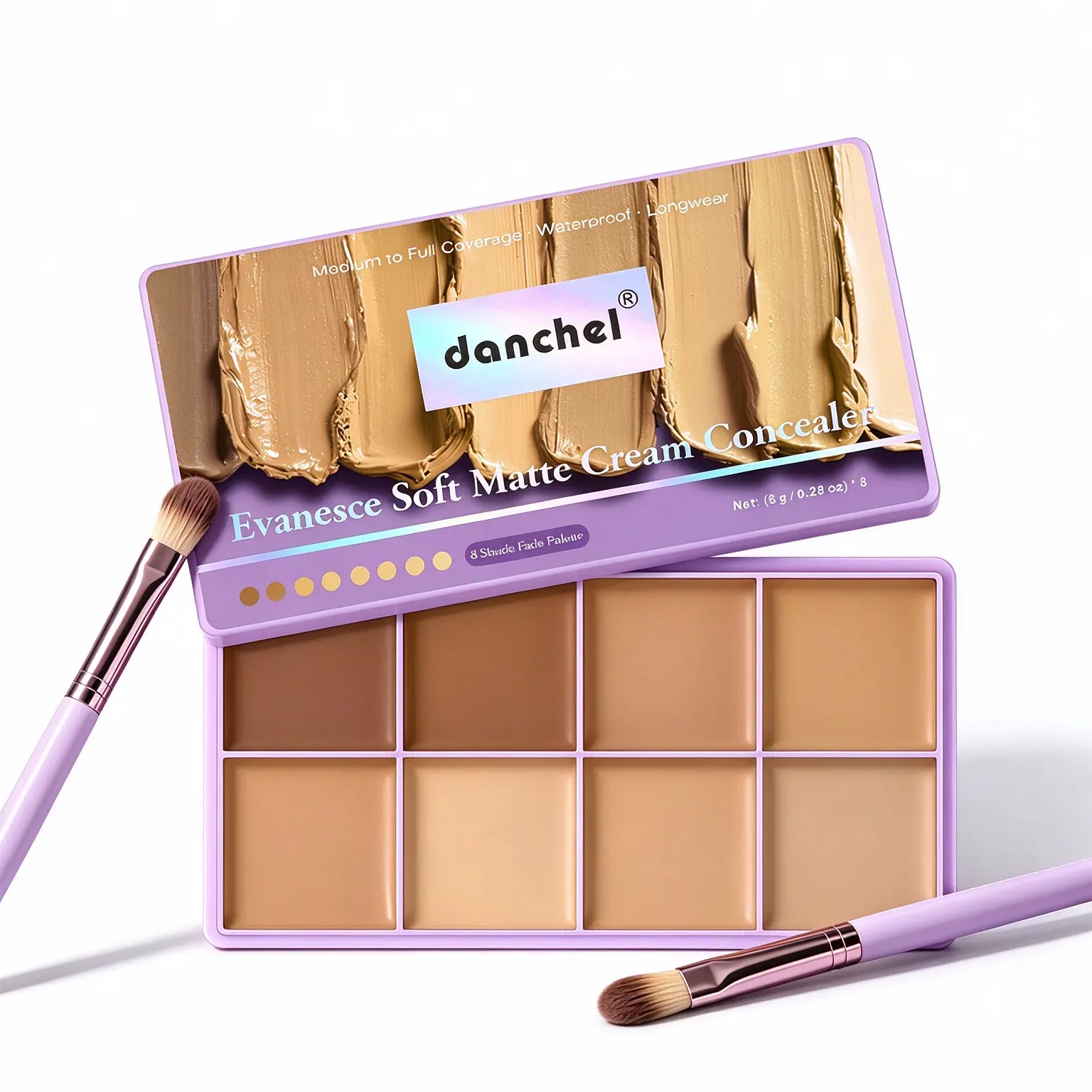 8-Shade Soft Matte Cream Concealer Contour Palette, Full Coverage Waterproof Long-Lasting Color Corrector Makeup for Blemish & Dark Circle Conceal, Fair-Medium-Deep Skin Tones