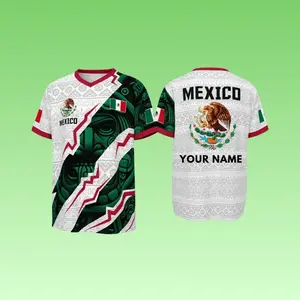 Mexico Inspired Men's Jersey Short Sleeve Sports Shirt, 3D All Over Print Jersey, Gift For Him Her