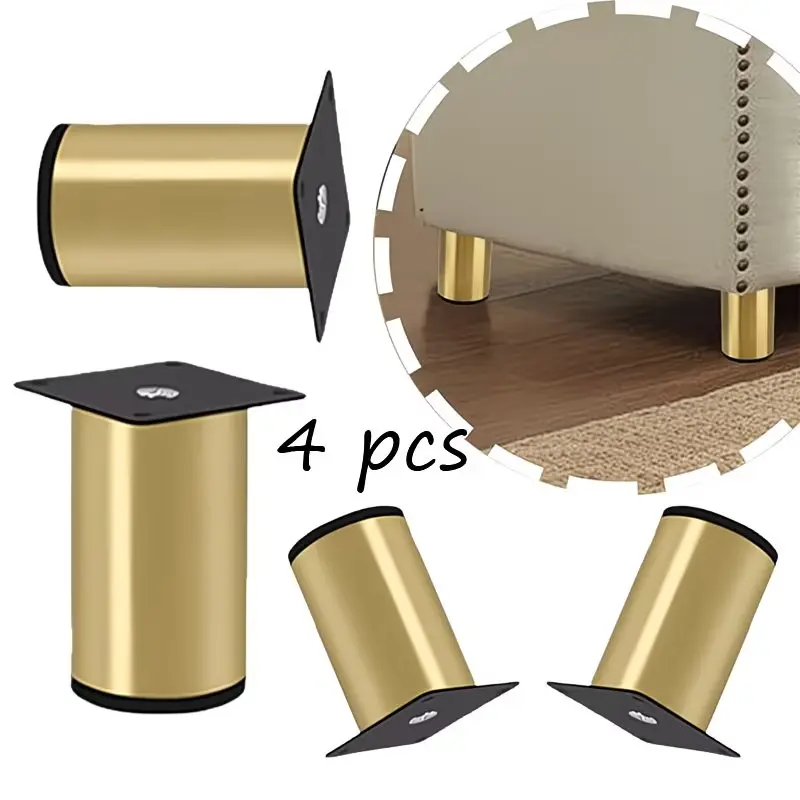 Stainless Steel Modern Luxury Home Furniture Replacement Feet Pads, 4-Pack Cabinet Sofa TV Stand Support Legs, Durable, Heavy Duty and Stylish