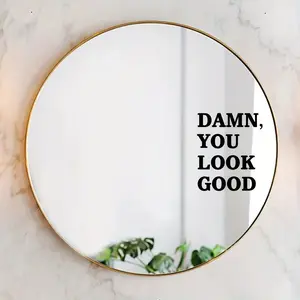 Letter Pattern Mirror Sticker, Self-affirmation Slogan Mural, Self-adhesive Decorative Wall Art Sticker for Bathroom, Living Room, Office, Ornaments