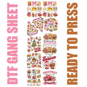 12-Piece Hispanic Christmas DTF Gangsheet Set for Printing