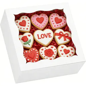 20 count Cookie Boxes with Window 6x6x3 Inch Bakery Boxes  Box  Strawberries Box for Wedding Favors Party Birthday Favors Graduation - White