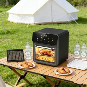 1pc Family Smart Air Fryer Oven, Touch Screen with Visible Window, Stainless Steel Non-stick Design, Low Oil Healthy Cooking, Multifunctional for Home Kitchen Roasting Baking Frying, Portable Countertop Fryer for Daily Meal Making