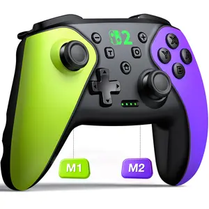 Wireless Switch Controller for Switch/Lite/OLED/Swicth 2 Controller, Switch Controller Joysticks Work with iOS/Android/PC-Switch 2 Pro TURBO Controller with Wake-up Programmable (Green+Purple)