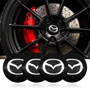 4 Pack 56mm Car Wheel Center HUB Caps Stickers with Mazda Logo Decals, Fits Mazda 3 6 Cx-5 5 2 323 Cx-7 Demio Atenza Axela Mx-30 Cx-30 Cx-9