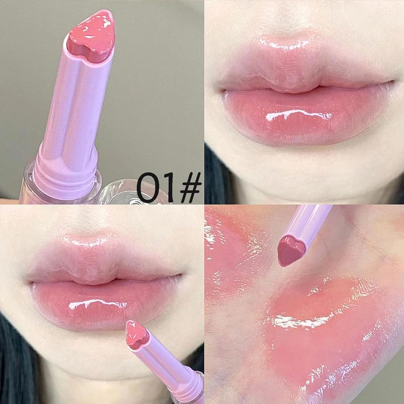 3 Pcs Colors Jelly Lipstick Gift Set, Tinted Heart Shape Lip Stain Lip Gloss, Mirror Hydrating Jelly Love Lipstick, Moisturizing Tinted Lip Balm, Vivid Color Glossy Lip Makeup for Girls (A)