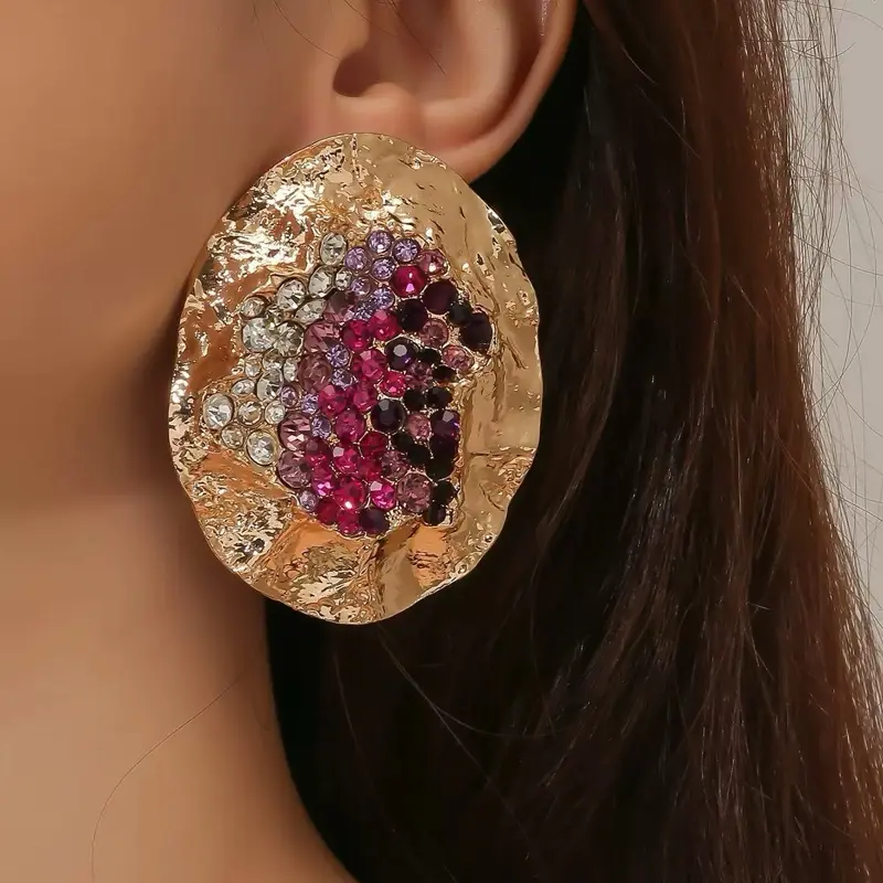 Rose Mosaic Disc Earrings