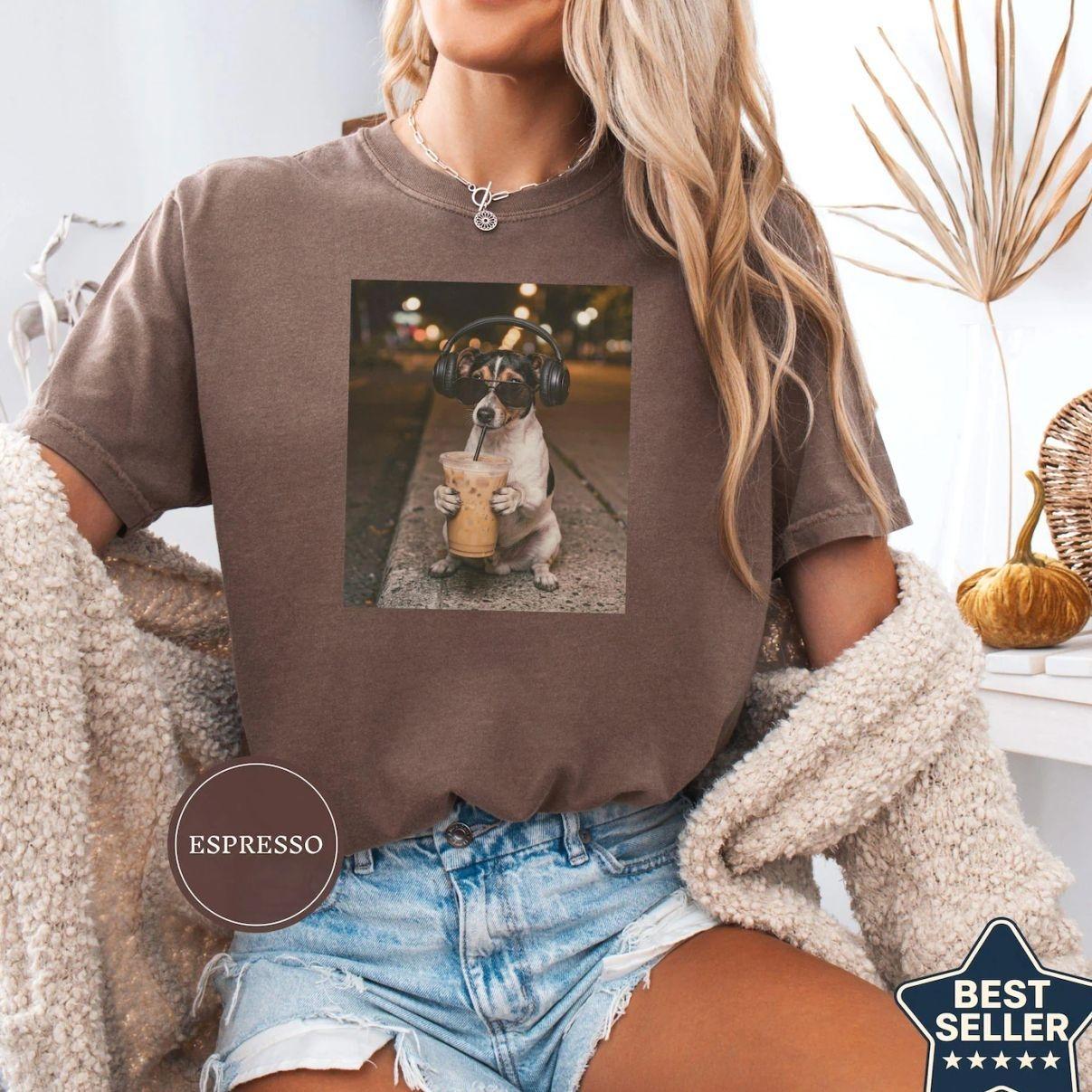 Funny Rat Terrier Drinking Iced Coffee Shirt, Animal Meme Tee, Dog Lover Gift, Funny Terrier Shirt, Coffee Tee, Dog Mom Gift – Lauriel Designs