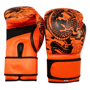 Last Punch 3D Printed Pro Style Training Sparring Boxing Gloves - Orange & Black 14 Oz