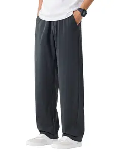 Mens Summer Casual Pants Cooling Touch Stretch Baggy sweatpants Lightweight Breathable Wide Leg Pants with Zip Pockets