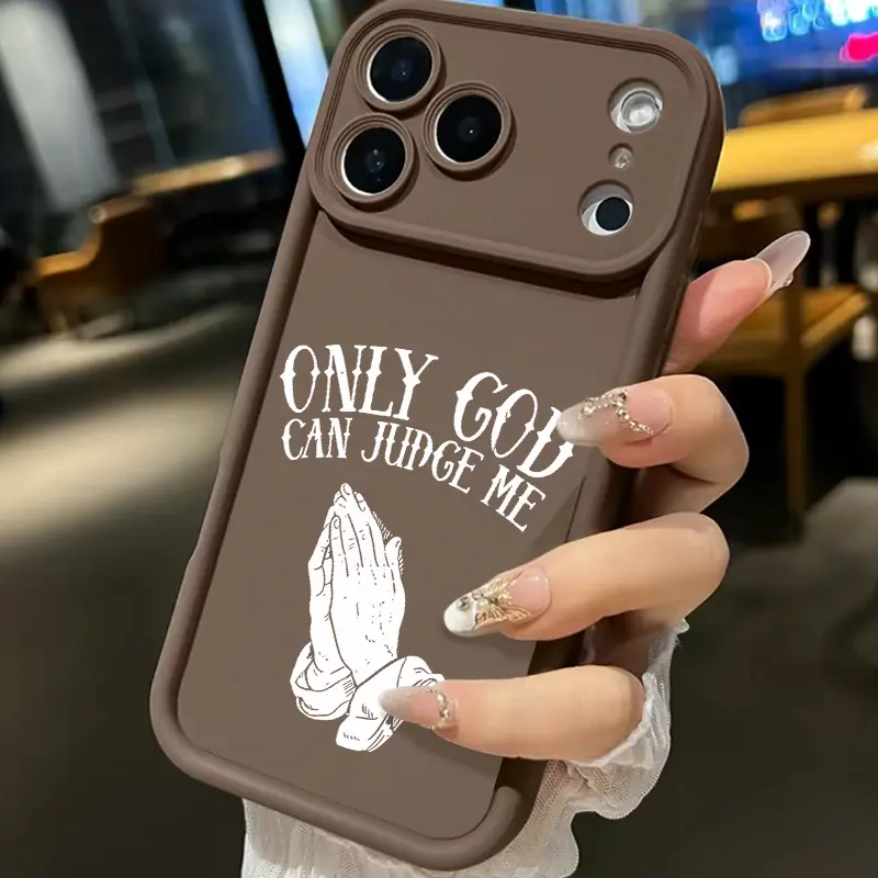Praying Hands & Vintage Religious Quote Smartphone Case, Bold Faith-Based Accessory with Thick Soft TPU Back, Raised Camera Step Design for Cloud-Like Comfort & Reliable Lens Protection (Fits iPhone 17,16,15,14,13,12,11,X,XS Handheld Cellphone Devices)