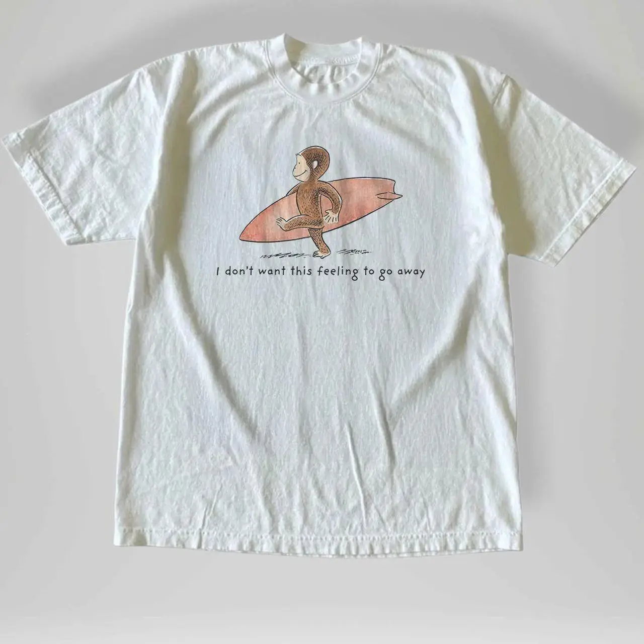 90s Surfer Curious George T-Shirt, Animal Tee, Cartoon Tshirt, Gifts Shirt, Unisex Vintage Graphic Tees Gothic Grunge Y2k Emo Scene Amity Affliction Style Clothes Men Women Streetwear Summer. Casual Crewneck