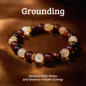 LUMAWU Earth Tone Beaded Bracelet, Unisex 8mm Natural Stone Jewelry for Daily Wear, Warm Grounding Energy to Restore Inner Calm