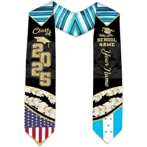 Honduran Graduation Stole, Custom Honduran American Flag Graduation Sash 2025, Honduras Graduation Stole Gift