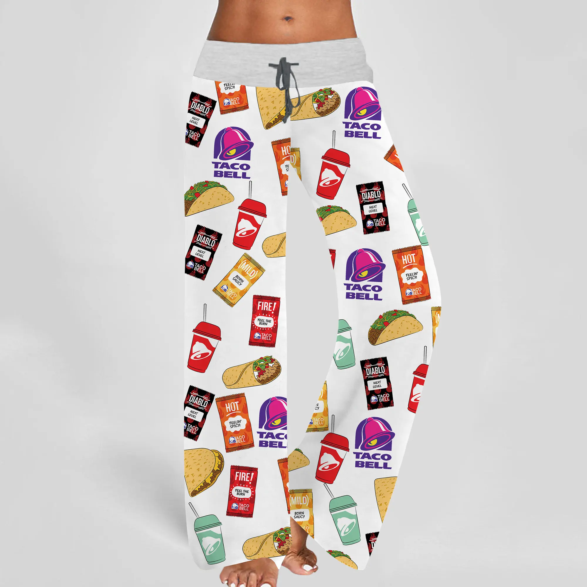 Fast Food Contrast Wide Leg Pants For Women - SHESHOW