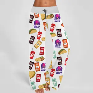 Fast Food Contrast Wide Leg Pants For Women - SHESHOW