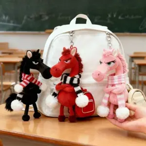 Plush Arrogance Pony Keychain for Women Bag Pendant Decor Cute Plush Horse Car Keychain Party Gift Key Ring Keychain Accessories