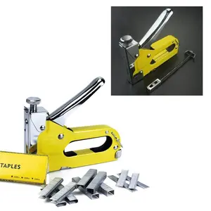 3-in-1 Staple Gun - Manual Brad Naile Power Adjustment Stapler Gun, Heavy Duty Staple Machine Kit with 600 Staples, Nail Gun for Upholstery, Woodworking, DIY
