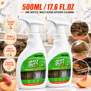 NUAN Heavy Duty Kitchen Degreaser Spray, Kitchen Grease Cleaner -For stovetops and range hoods - Removes greasestains - 500 ml/bottle Powerful Cleaner and Degreaser for Ovens, Stove Tops, Countertops and Appliances, 17 Fl Oz NATRE-Clean outdoorfun