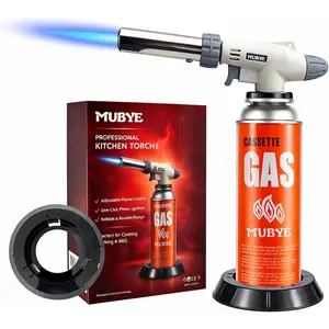 Butane Torch Kitchen Blow Lighter - Japan's Original Culinary Torch for Professional Chef Cooking, Adjustable Flame with Stabilizing Stand for Creme Brulee Baking BBQ (Butane Fuel Not Included)