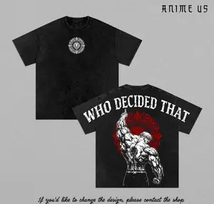 Escanor Seven Deadly Sins Tee Washed – “Who Decided That?” Vintage Washed Oversized Heavyweight Cotton Anime Graphic Tee, Unisex Animecore Streetwear Gift for Escanor & Anime Fans