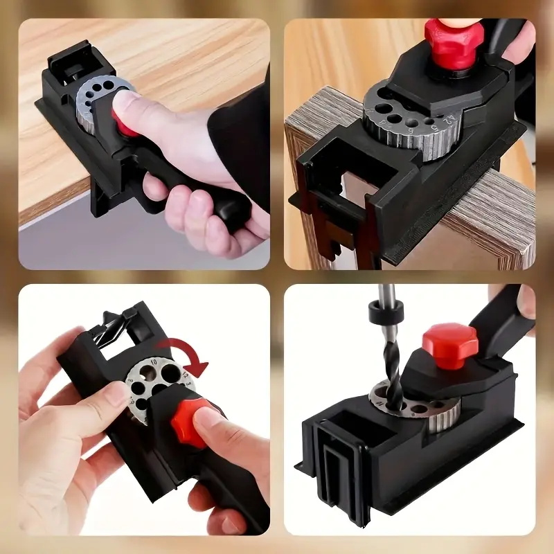 GJANSH Versatile Handheld Woodworking Doweling Jig Kit - Self-Centering Drill Guide for Precise Straight Hole Drilling, Durable Plastic Construction