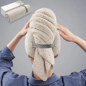 Women's Large Hair Towel, Super Absorbent Microfiber Hair Towel for Curls, Quick Drying Elastic Hair Bands, Hair Care Wrap, Microfiber Towels