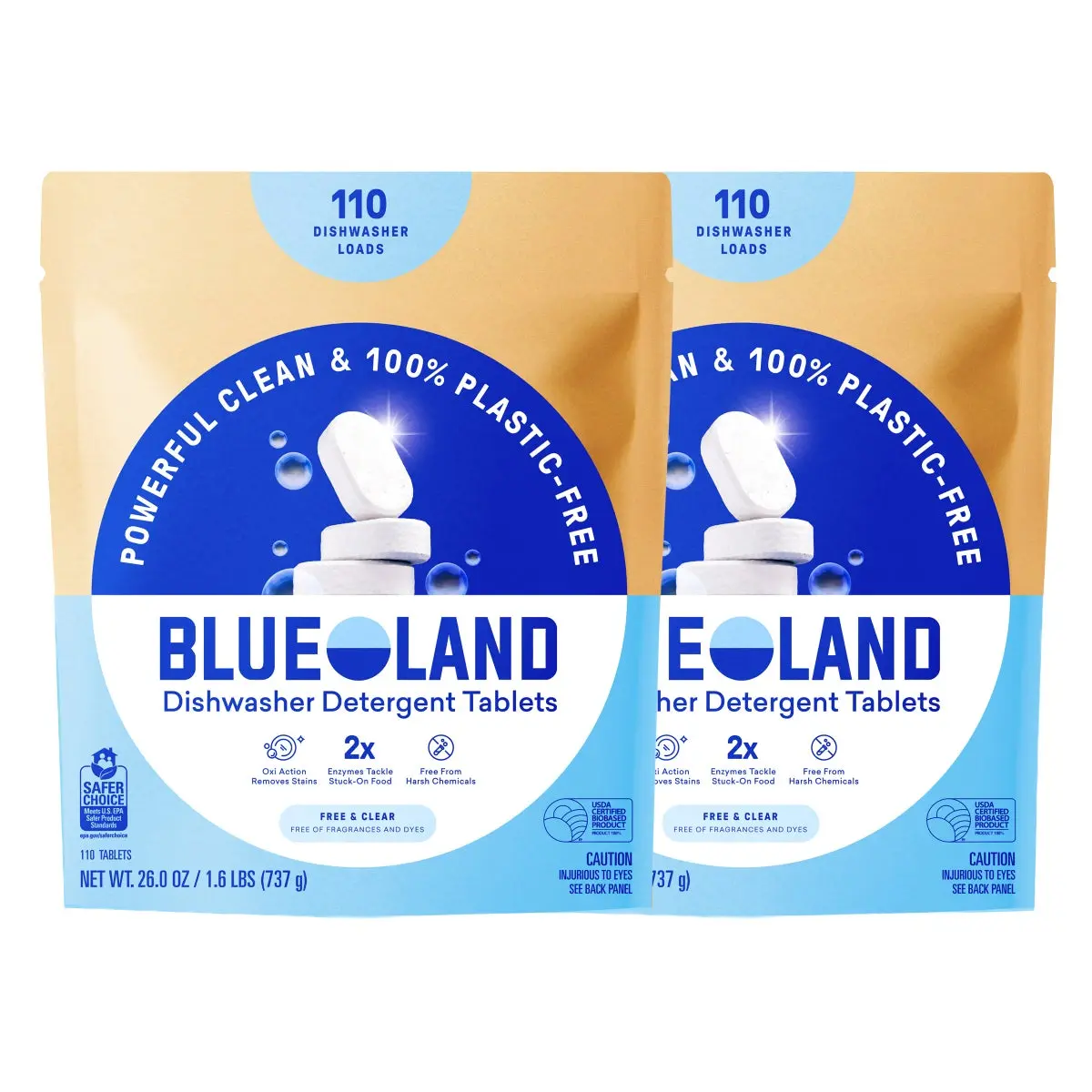 Blueland Dishwasher Detergent Tablets, Fragrance-Free, 220-count