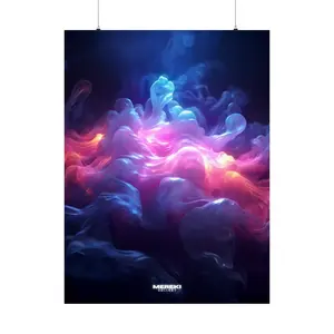 Iridescent Smoke Abstract Art Print - Colorful Nebula Flow | Mereki Gallery | Vibrant Home Decor Poster | Modern Ethereal Wall Art