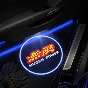 2 Pcs Mugen Power Carbon Fiber Welcome Lamp Set, Car Door Projection Light, Laser Decorative Floor Lamp (batteries Not Included)