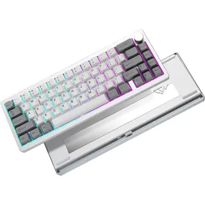 AL68  Mechanical Keyboard,Full  CNC,60% Layout with Knob, QMK/VIA Software,Gasket Mounted,Hot Swappable,RGB Backlit,BT/2.4G/USB-C for /Win (, Gateron Zero)