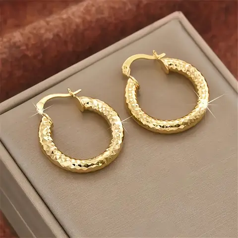 2-Pair Gold Earring Pack, Vintage Copper Classic Hoops - Double Hoop Circular Metal Earrings with Modern Edge, All Seasons Daily Casual Costume Jewelry Stack Accessory
