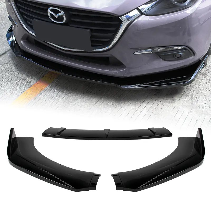 Front Bumper Lip, 3pcs Front Bumper Lip Splitter Kit Gloss Black High Front Bumper Lip, 3pcs Front Bumper Lip Splitter Kit Gloss Black High