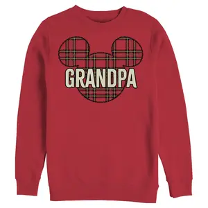 Men's Mickey & Friends Plaid Grandpa Patch Sweatshirt