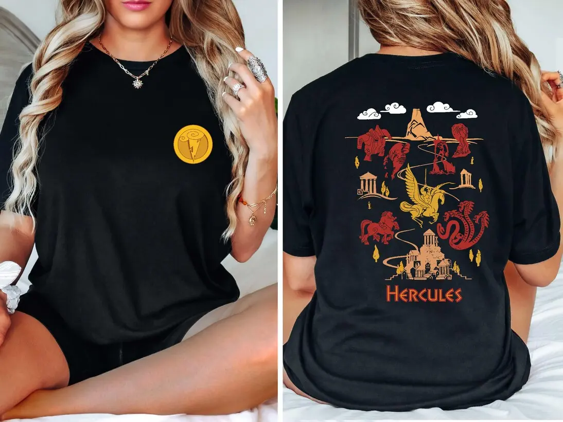 Two Sided Herculess Symbol of The Gods Titan Map Shirt, Retro Hercules Washed Shirt, Hercules Movie Shirt, DnWorld Family Trip Shirt