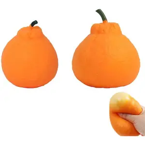 Tangerine Giant Squishies,Simulated  Squeezes Toy Realistic Orange Stress Relief Fruit Toy Soft Elastic Sensory Fidget Ball for Anxiety Relief Desk Decor Calming Fun TPR Stretchy Fidget Toys (2PCS)