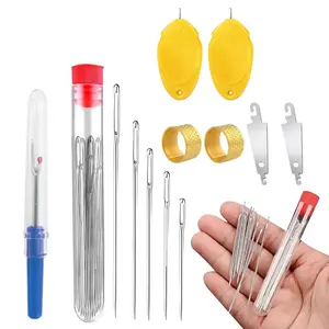 37PCS Big Eye Steel Needles Set - Long & Thin Handmade Quilting & Sewing Needles Kit for DIY Sewing Projects