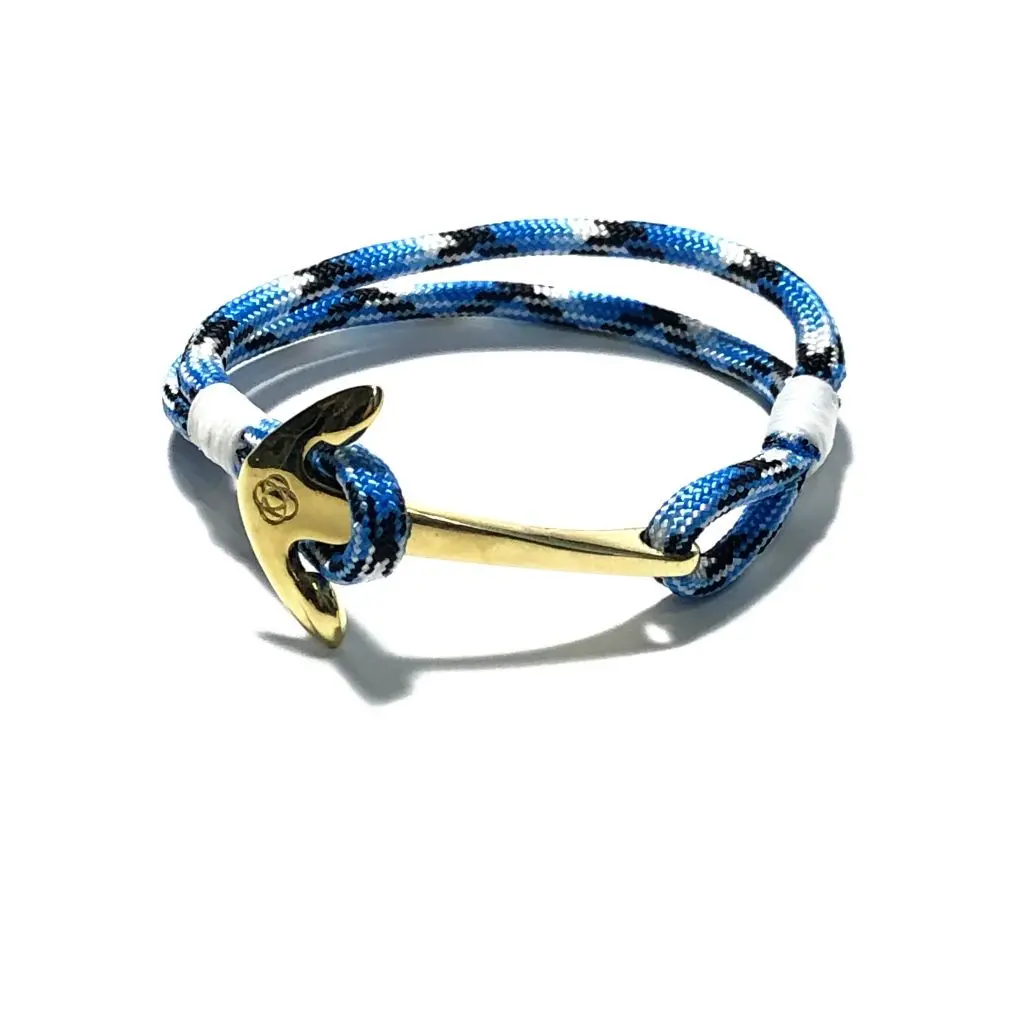 Blue Ice Nautical Anchor Bracelet Brass 074