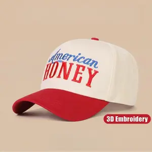 1pcs Men HONEY Letter Embroidered Two Tone Five-Panel Baseball Cap Outdoor Adjustable Sunscreen Leisure Hat Spring Autumn Travel Tourism Beach Vacation fashionable gifts graduation