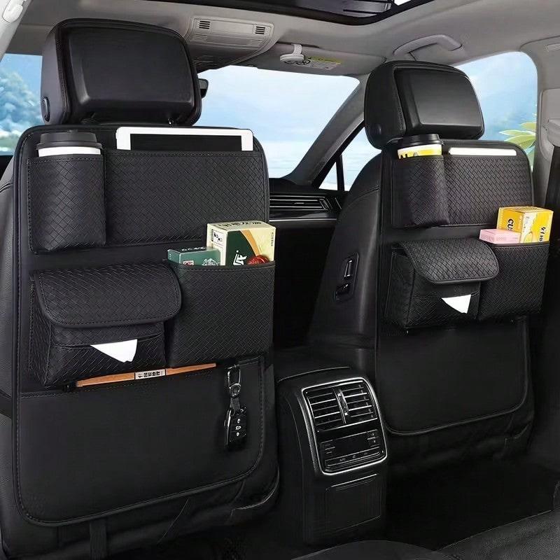 TAIMASI 1pc Diamond Pattern PU Leather Car Seat Back Organizer For Kids - Multi-Pocket Storage Space - Perfect For Thanksgiving, Christmas, New Year's, Easter, And Back-To-School Season