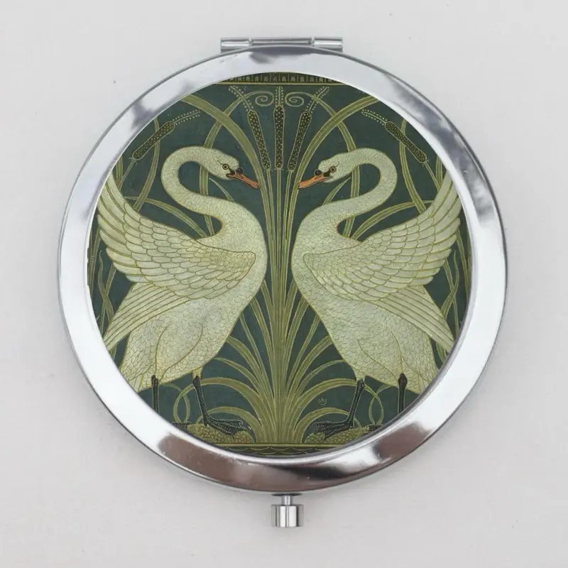 Swans Healthcare Stainless Steel Compact Mirror & Pill Box - 60mm 70mm Divided Empty Pocket Vanity Case